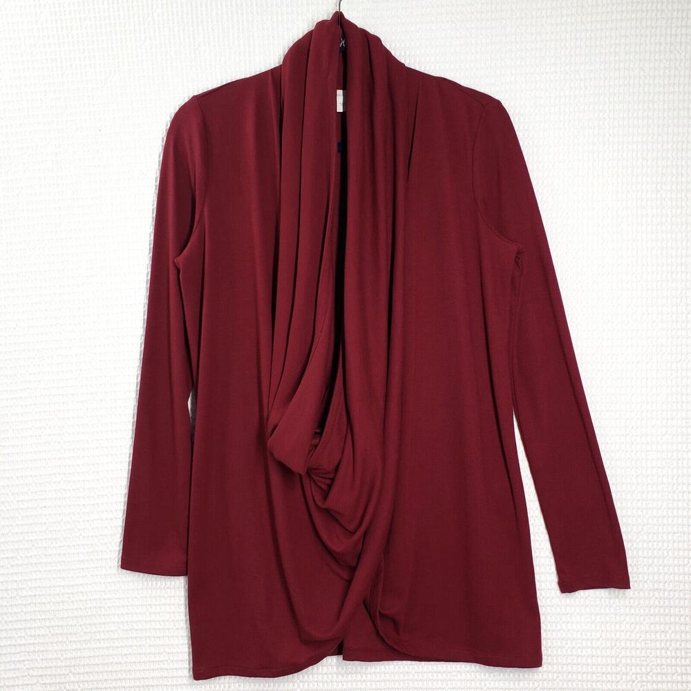 Pure J. Jill Cardigan Sweater Womens Small Red Long Sleeve Draped Two Way Wrap